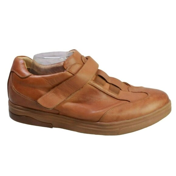 Gravity Defyer Brown Leather Hook & Loop Comfort Casual Shoes Size 11.5 M - Picture 1 of 9